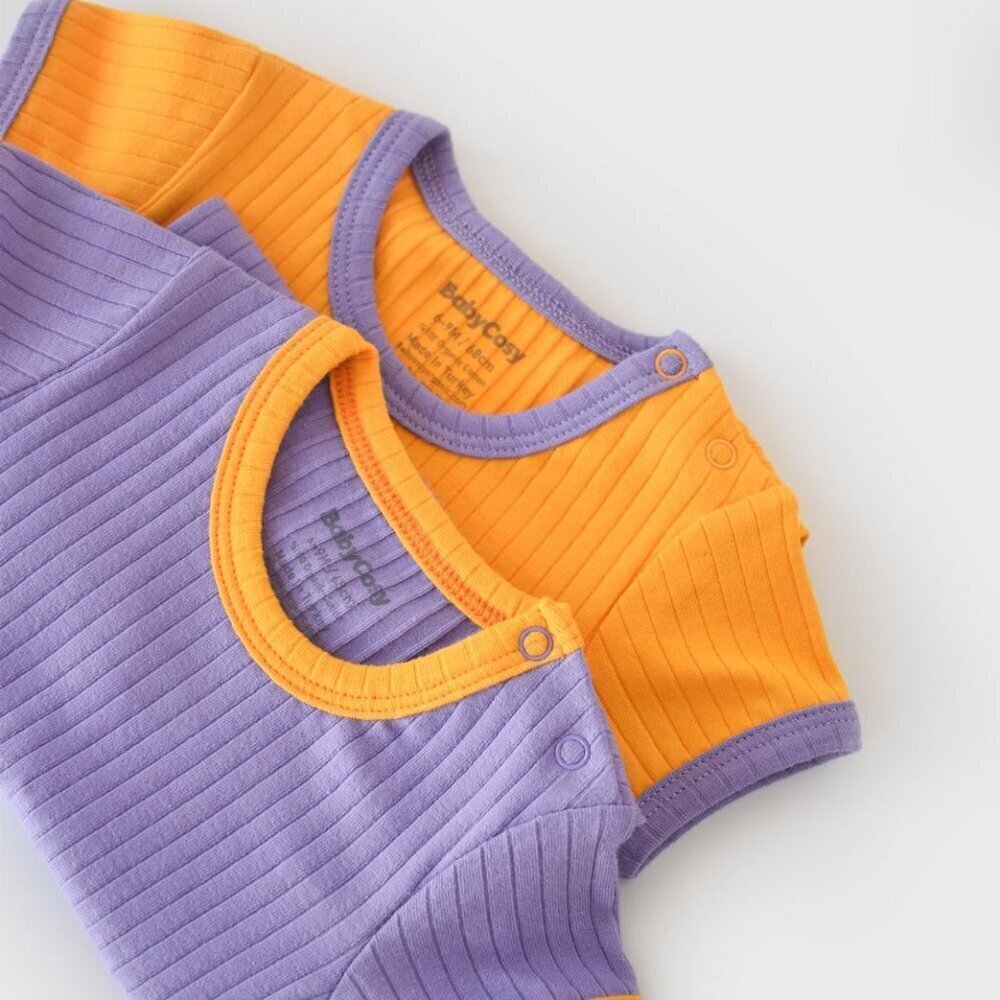 %100 Organic Ribana 2 Pcs Baby Short Sleeve Body Set - Picture 5 of 9